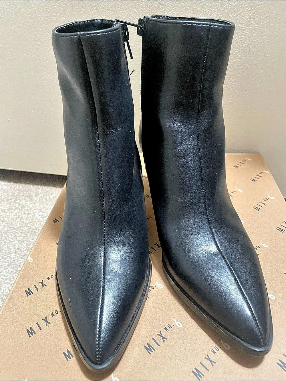 Mix No. 6 Pointed Toe Heeled Boots in Black